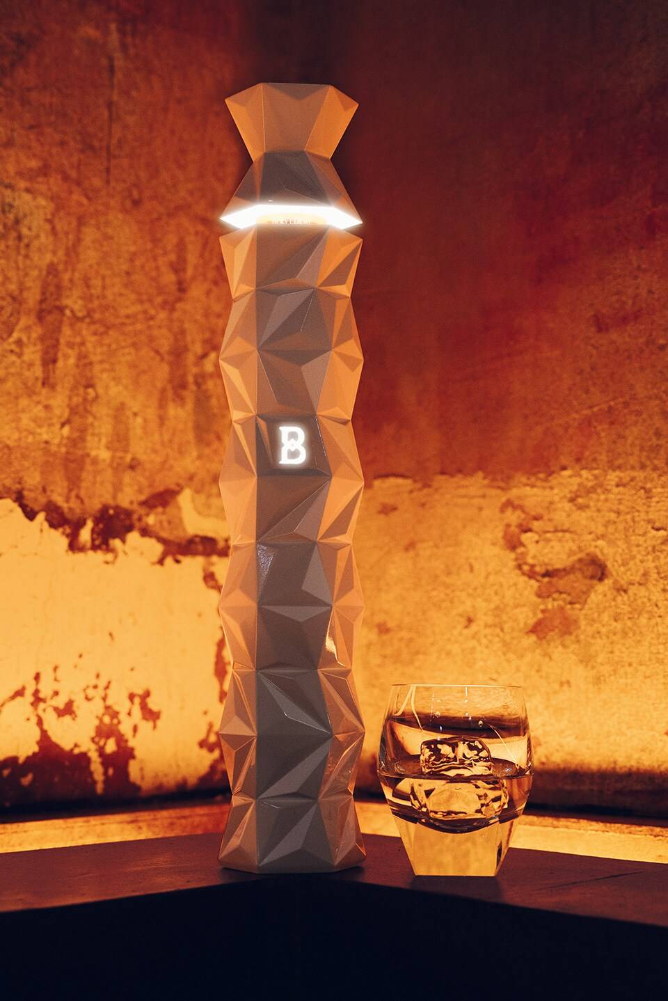 Luxury Bottle of Belvedere 10 vodka under the light