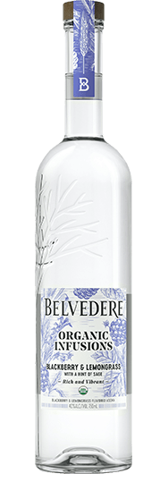 Bottle of Blackberry and Lemongrass Organic Infusion Belvedere Vodka